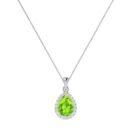 Diana Pear Peridot and Glowing Diamond Pendant in 18K White Gold (0.8ct)