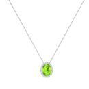 Diana Oval Peridot and Glowing Diamond Necklace in 18K Gold (0.7ct)