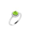 Diana Round Peridot and Glowing Diamond Ring in 18K Gold (0.5ct)