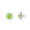 Diana Round Peridot and Flashing Diamond Earrings in 18K White Gold (1.7ct)