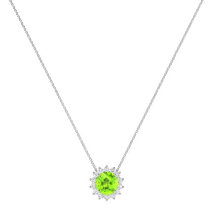 Diana Round Peridot and Glowing Diamond Necklace in 18K Gold (0.5ct)