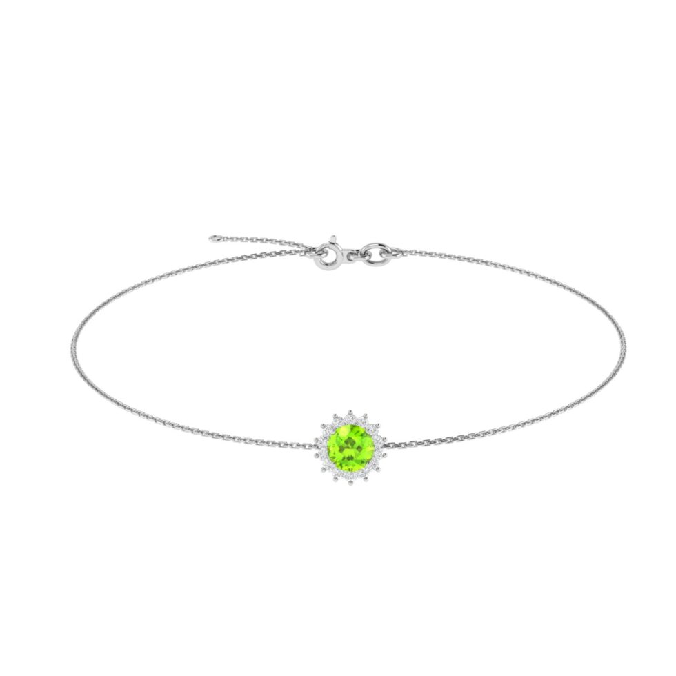 Diana Round Peridot and Glowing Diamond Bracelet in 18K Gold (0.5ct)