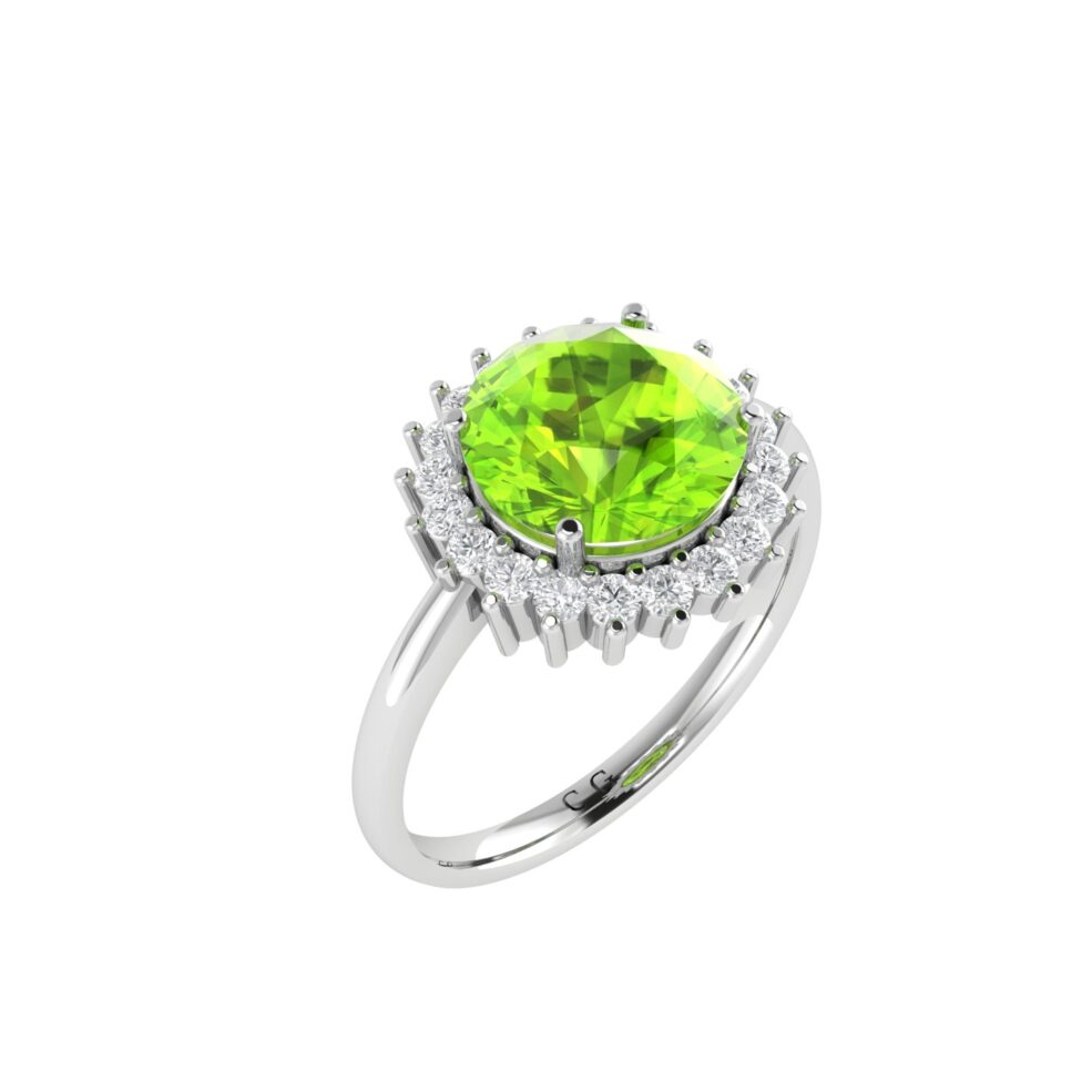 Diana Round Peridot and Glowing Diamond Ring in 18K Gold (1.25ct)