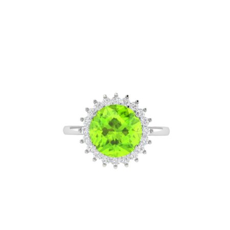 Diana Round Peridot and Glowing Diamond Ring in 18K Gold (1.25ct)