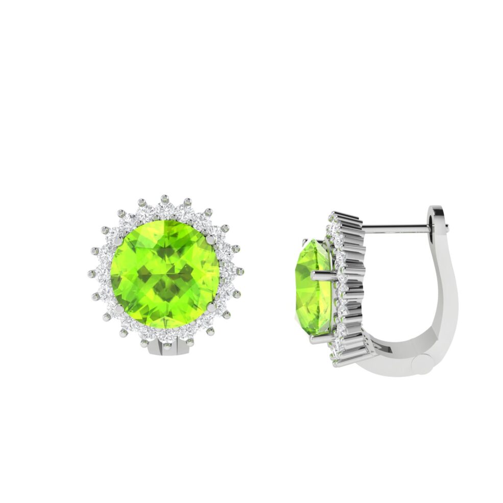 Diana Round Peridot and Glowing Diamond Earrings in 18K Gold (2.5ct)