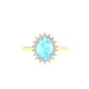 Diana Oval Aquamarine and Gleaming Diamond Ring in 18K Gold (0.75ct)