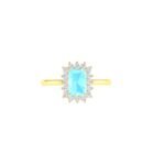 Diana Emerald-Cut Aquamarine and Gleaming Diamond Ring in 18K Yellow Gold (0.5ct)