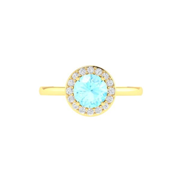Diana Round Aquamarine and Gleaming Diamond Ring in 18K Yellow Gold (0.45ct)