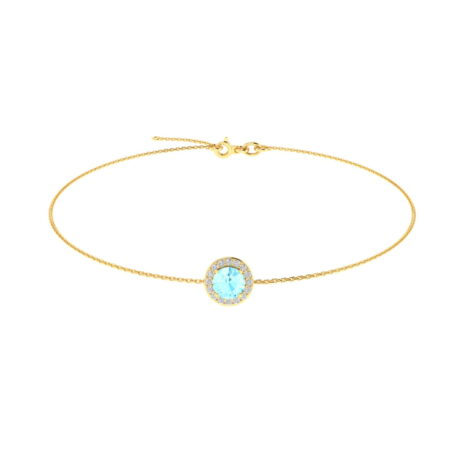 Diana Round Aquamarine and Gleaming Diamond Bracelet in 18K Gold (0.45ct)