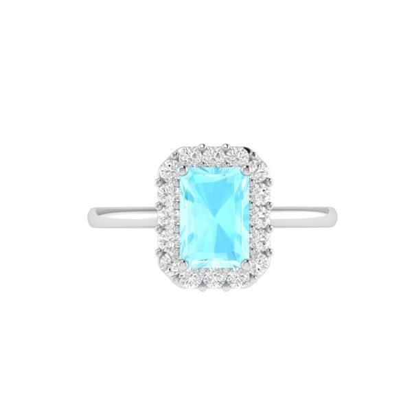 Diana Pear Aquamarine and Gleaming Diamond Ring in 18K White Gold (1.7ct)