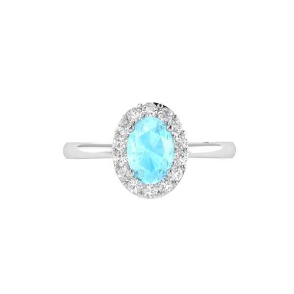 Diana Oval Aquamarine and Gleaming Diamond Ring in 18K White Gold (1.7ct)
