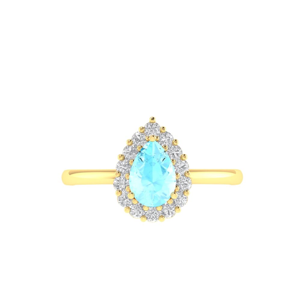 Diana Pear Aquamarine and Gleaming Diamond Ring in 18K Yellow Gold (0.4ct)