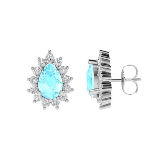 Diana Pear Aquamarine and Gleaming Diamond Earrings in 18K White Gold (0.8ct)