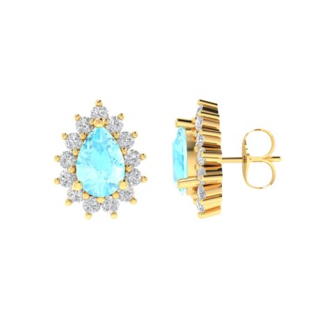 Diana Pear Aquamarine and Gleaming Diamond Earrings in 18K Yellow Gold (0.8ct)