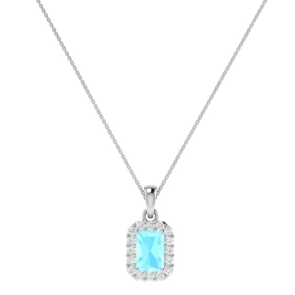 Diana Pear Aquamarine and Gleaming Diamond Pendant in 18K White Gold (1.7ct)