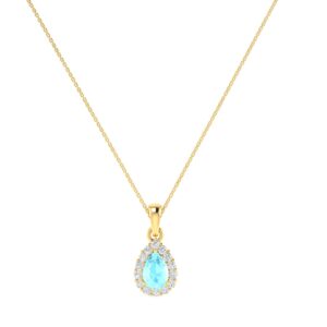 Diana Pear Aquamarine and Gleaming Diamond Pendant in 18K Yellow Gold (0.4ct)