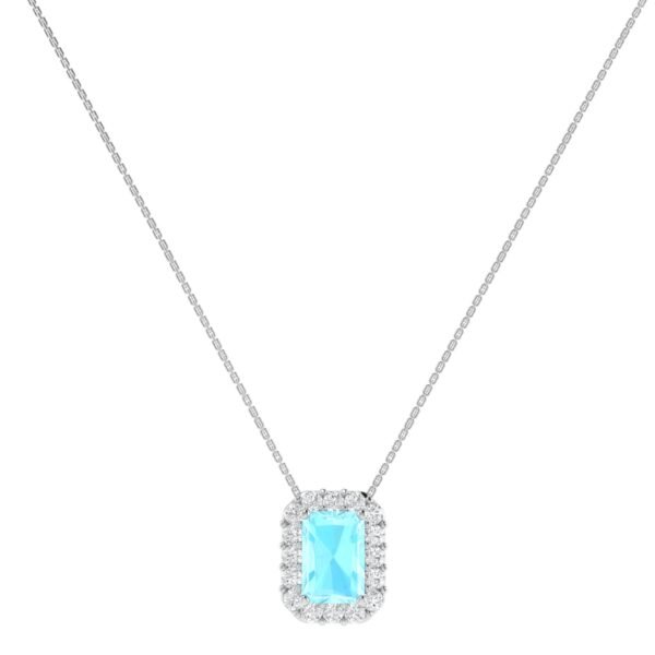 Diana Pear Aquamarine and Gleaming Diamond Necklace in 18K White Gold (1.7ct)