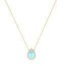 Diana Pear Aquamarine and Gleaming Diamond Necklace in 18K Yellow Gold (0.4ct)