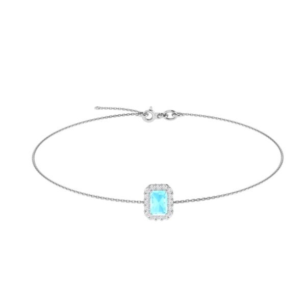 Diana Pear Aquamarine and Gleaming Diamond Bracelet in 18K White Gold (1.7ct)