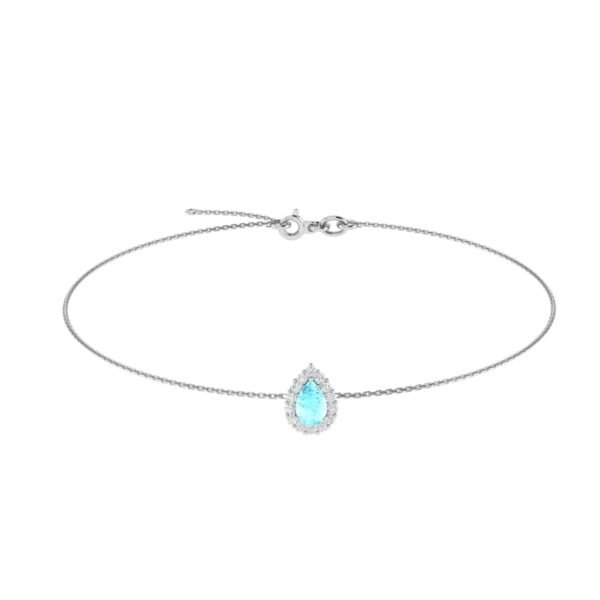 Diana Pear Aquamarine and Gleaming Diamond Bracelet in 18K White Gold (0.4ct)