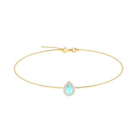 Diana Pear Aquamarine and Gleaming Diamond Bracelet in 18K Yellow Gold (0.4ct)