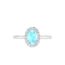 Diana Oval Aquamarine and Gleaming Diamond Ring in 18K Gold (0.2ct)