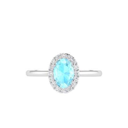 Diana Oval Aquamarine and Gleaming Diamond Ring in 18K Gold (0.2ct)