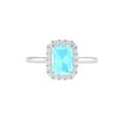 Diana Emerald  Cut Aquamarine and Gleaming Diamond Ring in 18K Gold (0.2ct)