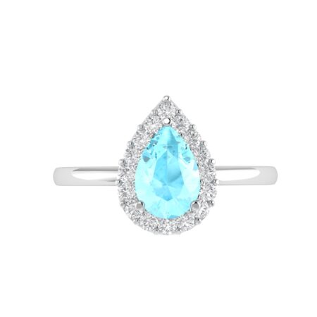 Diana Pear Aquamarine and Gleaming Diamond Ring in 18K Gold (0.2ct)