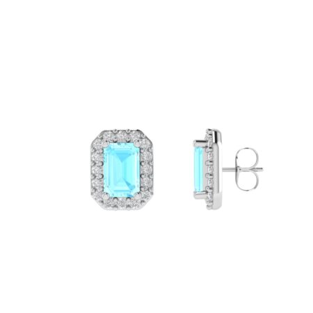 Diana Pear Aquamarine and Gleaming Diamond Earrings in 18K White Gold (3.4ct)
