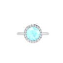 Diana Round Aquamarine and Gleaming Diamond Ring in 18K White Gold (2.2ct)