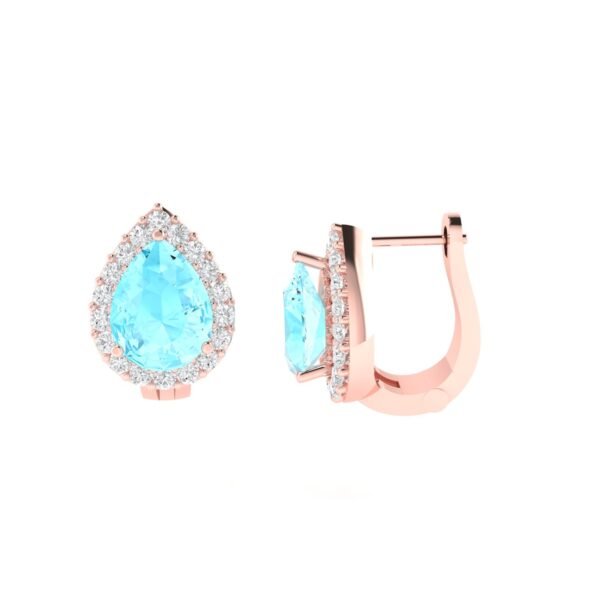 Diana Pear Aquamarine and Beaming Diamond Earrings in 18K Rose Gold (1.7ct)