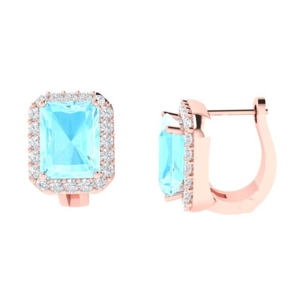 Diana Pear Aquamarine and Beaming Diamond Earrings in 18K Rose Gold (2.4ct)