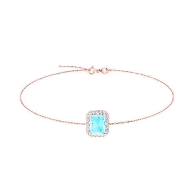Diana Pear Aquamarine and Beaming Diamond Bracelet in 18K Rose Gold (1.2ct)