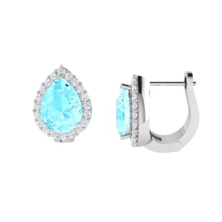 Diana Pear Aquamarine and Gleaming Diamond Earrings in 18K White Gold (1.7ct)