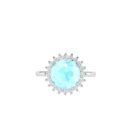 Diana Round Aquamarine and Gleaming Diamond Ring in 18K Gold (1.6ct)