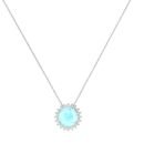 Diana Round Aquamarine and Gleaming Diamond Necklace in 18K Gold (1.6ct)