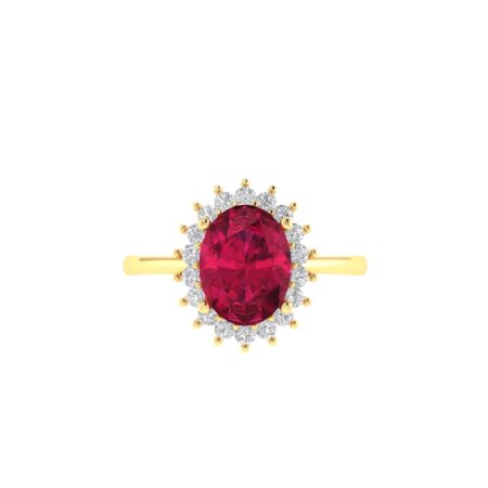 Diana Oval Ruby and Glistering Diamond Ring in 18K Gold (1ct)