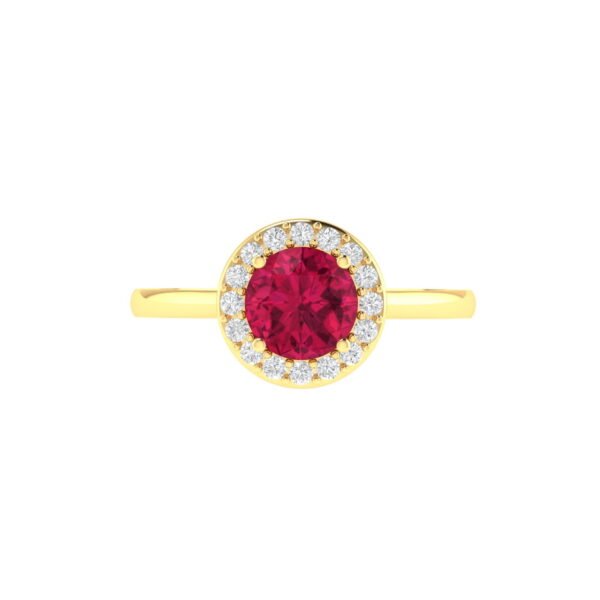 Diana Round Ruby and Glistering Diamond Ring in 18K Yellow Gold (0.6ct)