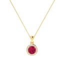Diana Round Ruby and Glistering Diamond Pendant in 18K Gold (0.6ct)