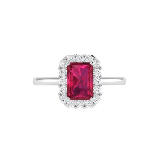 Diana Pear Ruby and Glistering Diamond Ring in 18K White Gold (2.5ct)
