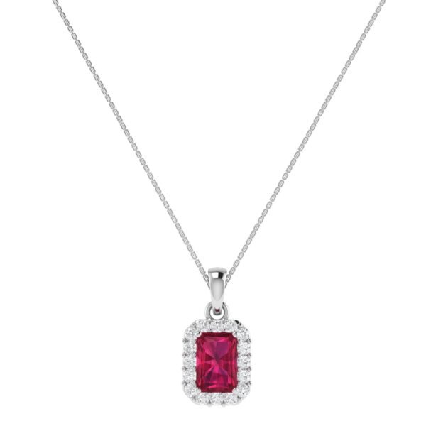 Diana Pear Ruby and Glistering Diamond Pendant in 18K White Gold (2.5ct)