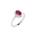 Diana Oval Ruby and Glistering Diamond Ring in 18K Gold (0.3ct)