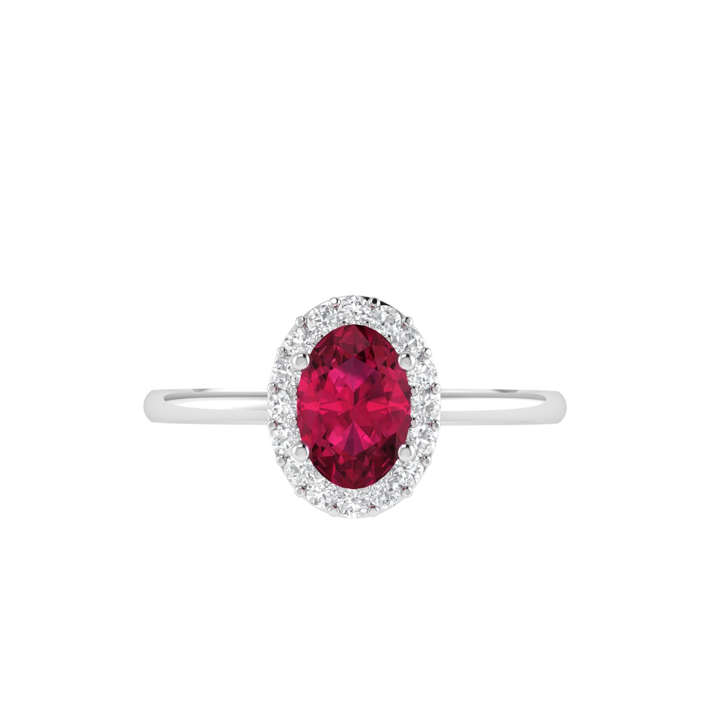 Diana Oval Ruby and Glistering Diamond Ring in 18K Gold (0.3ct)