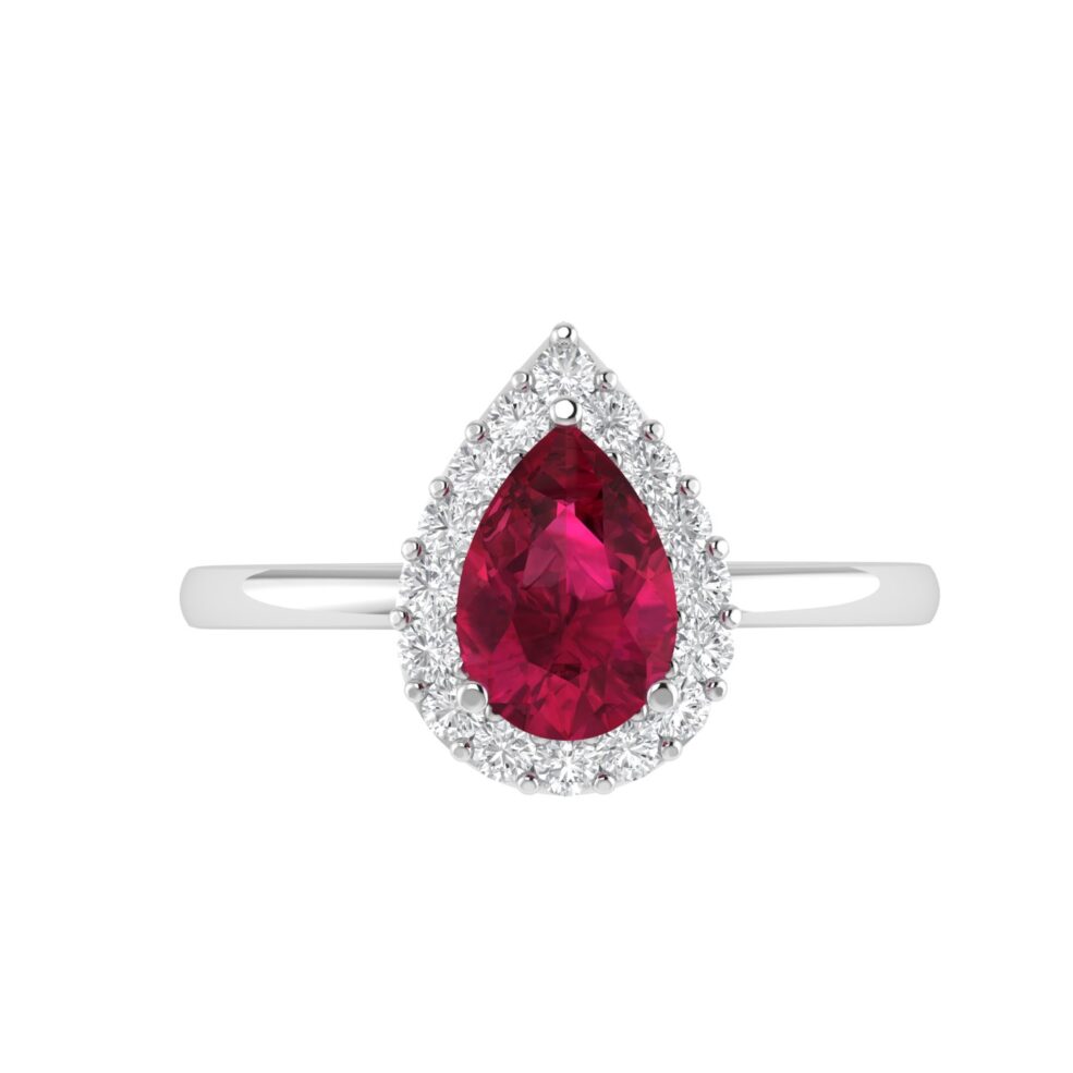 Diana Pear Ruby and Glistering Diamond Ring in 18K Gold (0.3ct)