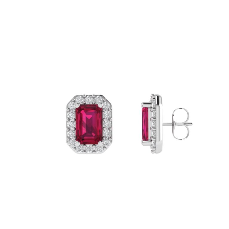 Diana Pear Ruby and Glistering Diamond Earrings in 18K White Gold (5ct)