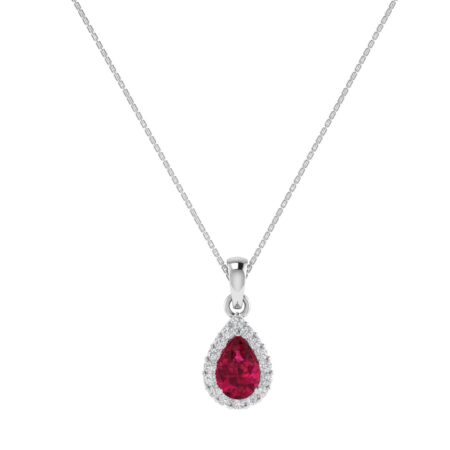 Diana Pear Ruby and Glistering Diamond Pendant in 18K Gold (0.3ct)