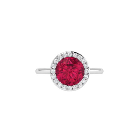 Diana Round Ruby and Glistering Diamond Ring in 18K White Gold (2.3ct)