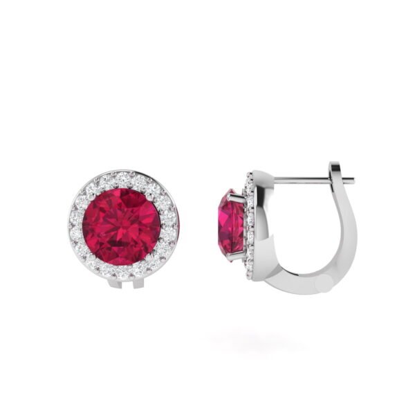 Diana Round Ruby and Beaming Diamond Earrings in 18K White Gold (4.6ct)