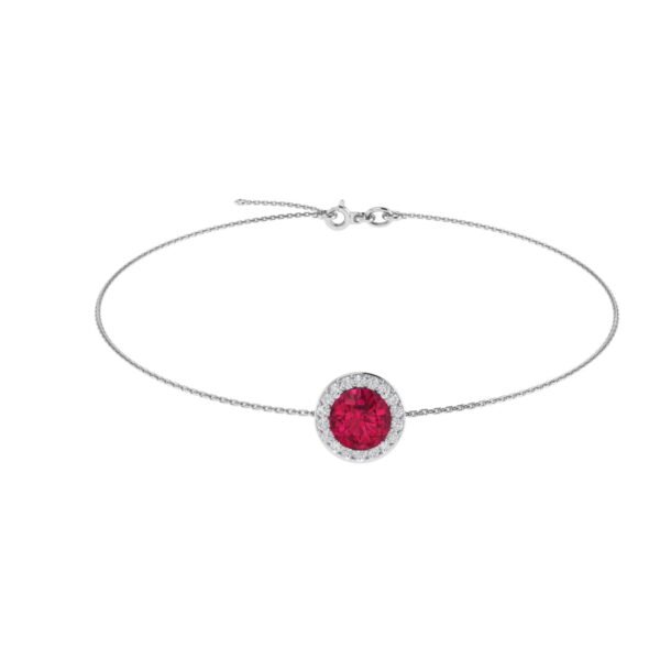 Diana Round Ruby and Beaming Diamond Bracelet in 18K White Gold (2.3ct)